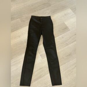 Topshop Black Leather Skinny Jeans